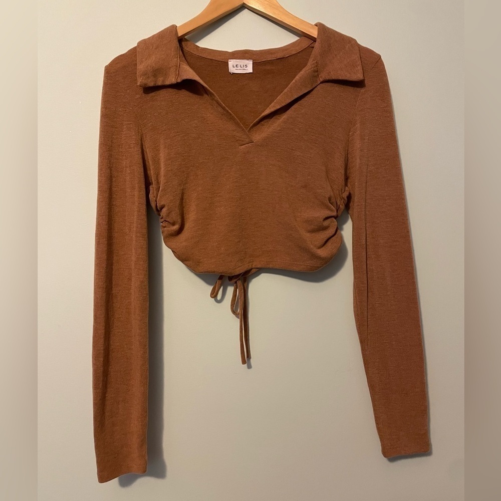 Le Lis Cropped Cut Out Collared Shirt Small